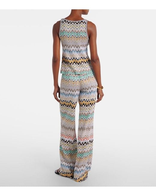 Missoni Metallic Wave High-Rise Wide-Leg Pants
