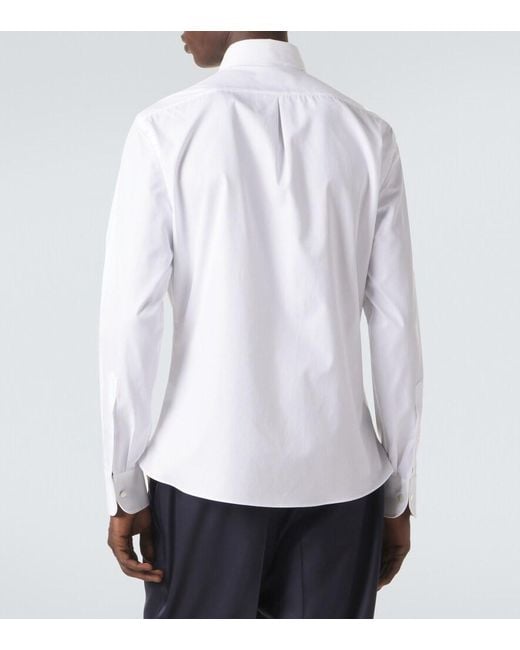 Brunello Cucinelli White Cotton Tuxedo Shirt for men
