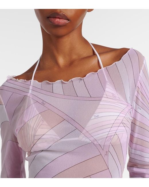 Emilio Pucci Pink Iride Tulle Top