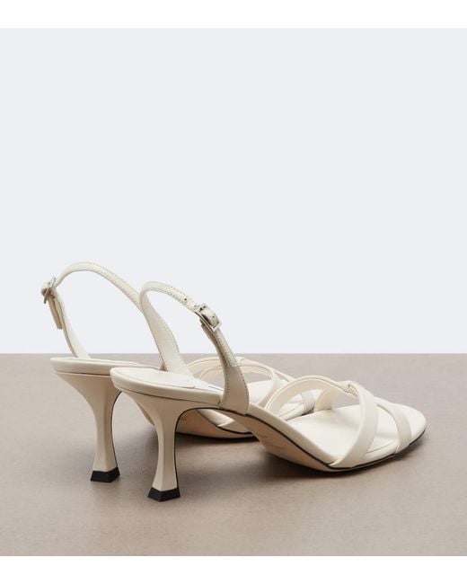 Jimmy Choo White Elsy Leather Slingback Sandals