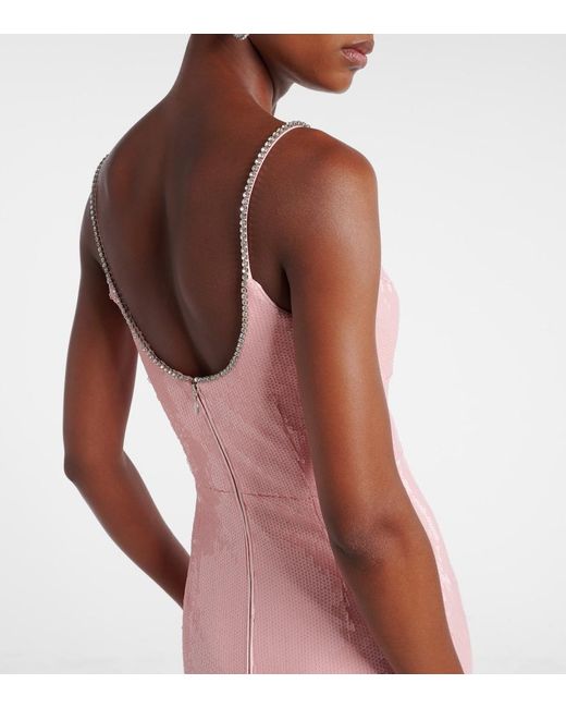 Rebecca Vallance Pink Lena Bow-Detail Sequined Gown