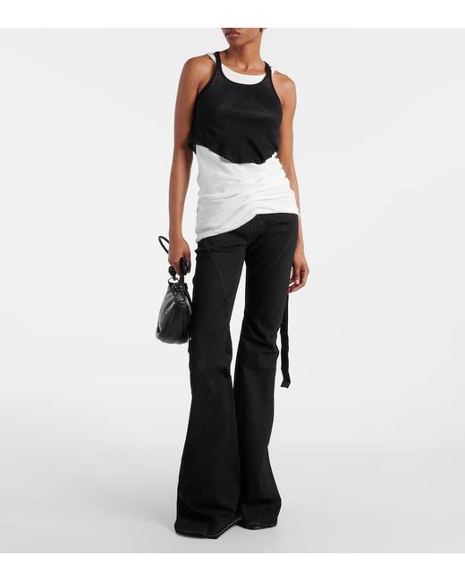 Tank top cropped DRKSHDW in jersey cotone di Rick Owens in Black