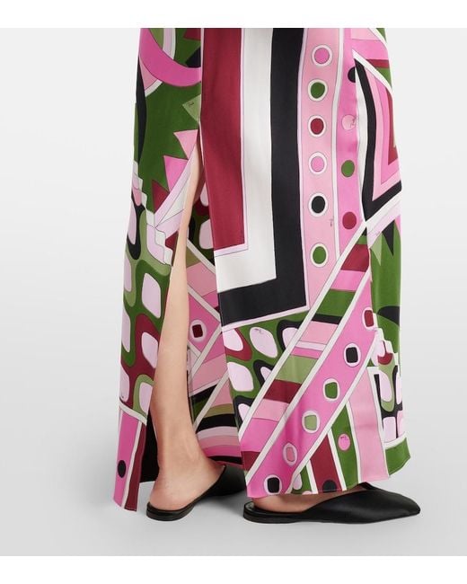 Emilio Pucci Vivara Layered Silk Satin Maxi Dress