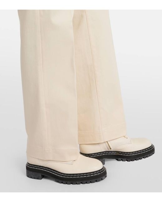 Moncler Natural Gerade Hose Aus Baumwoll-Gabardine
