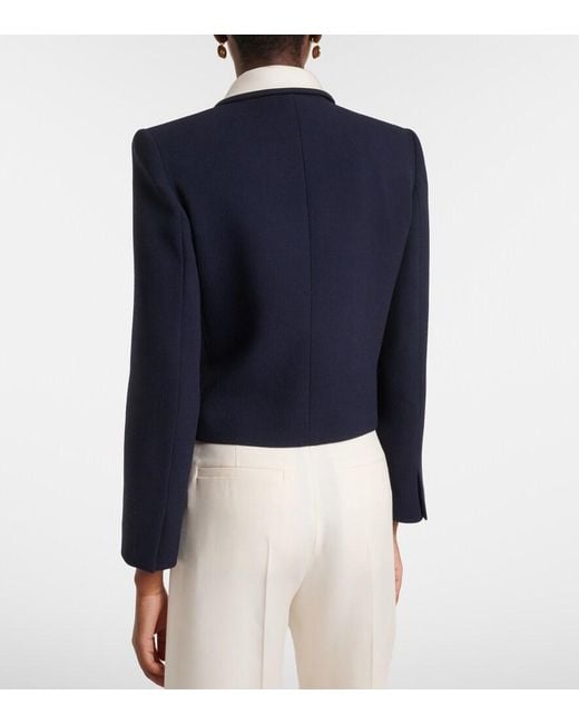 Valentino Blue Tie-Neck Virgin Wool Jacket