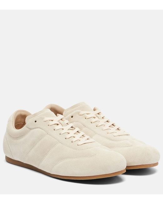 Lemaire White Sneakers Soft Runner Aus Veloursleder