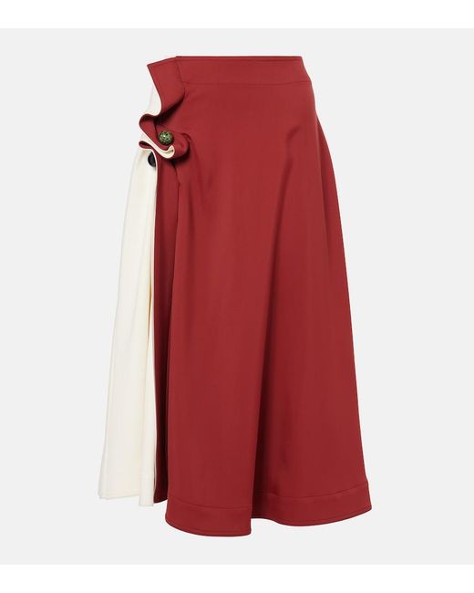 Bottega Veneta Red Intrecciato Midi Skirt
