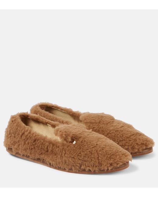 Max Mara Brown Feliac Teddy Slip-On Shoes