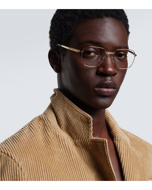 Cartier Metallic Santos De Cartier Square Glasses for men