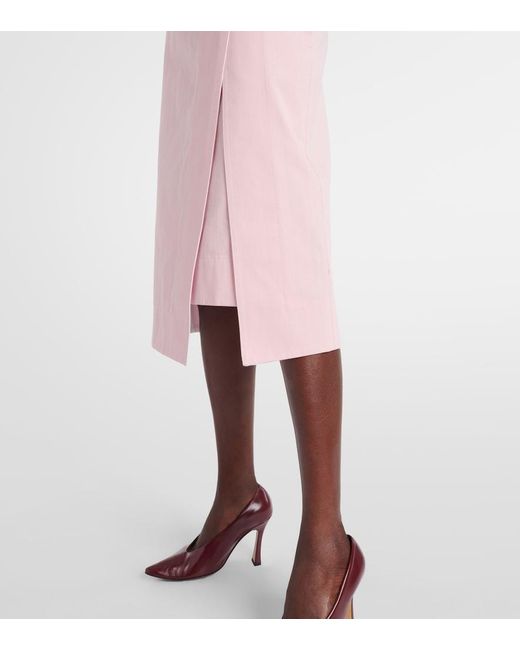 Bottega Veneta Pink Cotton Twill Midi Skirt