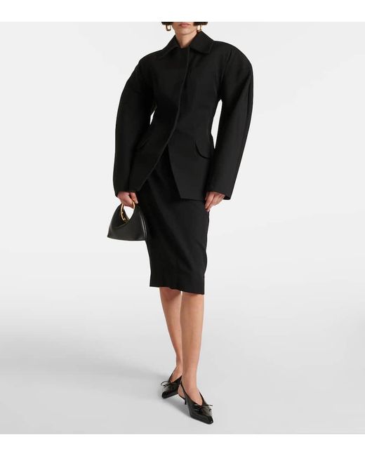 Falda Midi La Jupe Bari De Lana Virgen Jacquemus de color Black