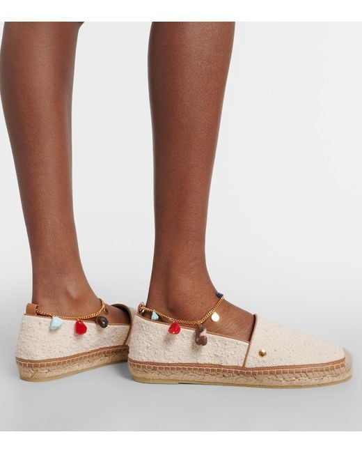 Stella McCartney White Gaia Embellished Canvas Espadrilles