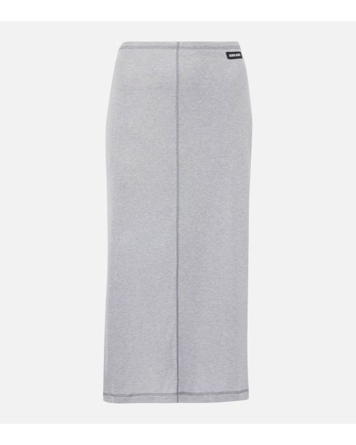 Miu Miu Gray Silk Midi Skirt