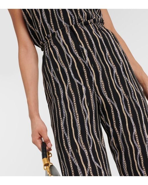 Chloé Gray Printed Silk Pants