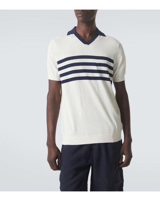 Vilebrequin White Striped Cotton Polo Shirt for men