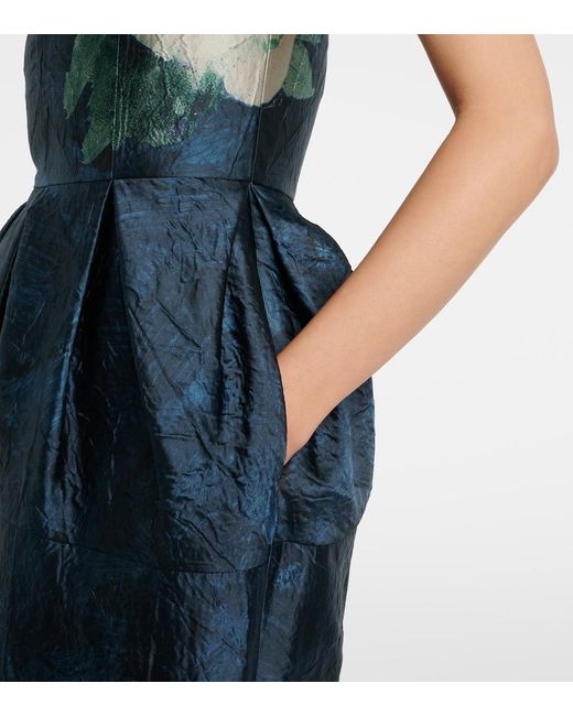 Erdem Blue Floral Jacquard Gown