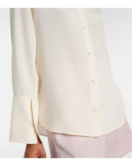 Max Mara White Voliera Silk-Blend Cady Shirt