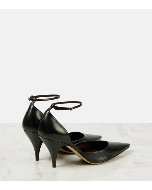 The Row Black Liisa Leather Pumps