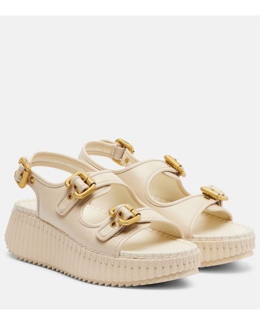 Chloé Natural Nama Leather Platform Sandals