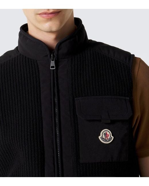 Moncler Black Lenevra Wool-Blend Down Vest for men