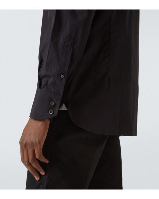 Tom Ford Blue Cotton Poplin Tuxedo Shirt for men