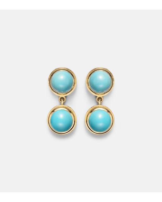 Ileana Makri Blue 18Kt Drop Earrings With And Tsavorites