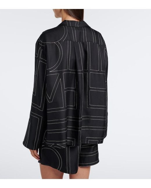Totême Black Monogram Silk Shirt