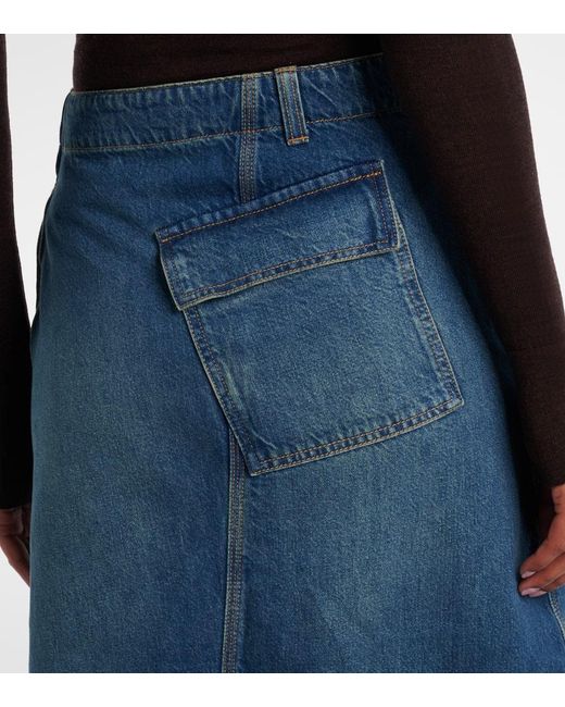 Victoria Beckham Blue Asymmetric Denim Midi Skirt