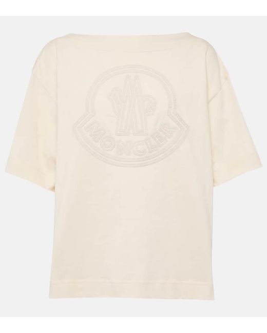 T-shirt in jersey di cotone con logo di Moncler in Natural