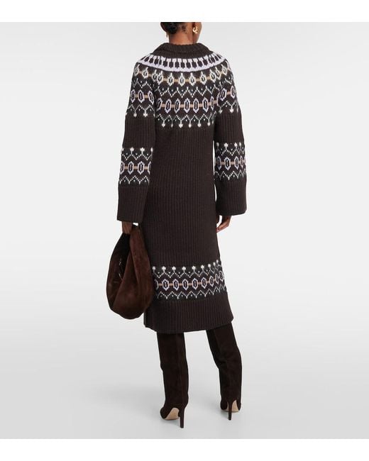 Khaite Black Rivka Fair Isle Cashmere-Blend Midi Dress