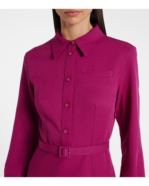 Roland Mouret Purple Belted Crepe Shirt Dress