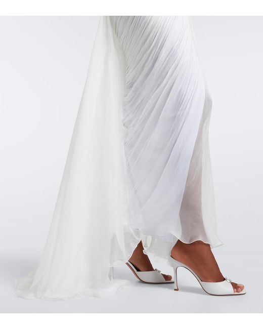 Maria Lucia Hohan White Cecilia Draped Silk Muslin Bustier Gown