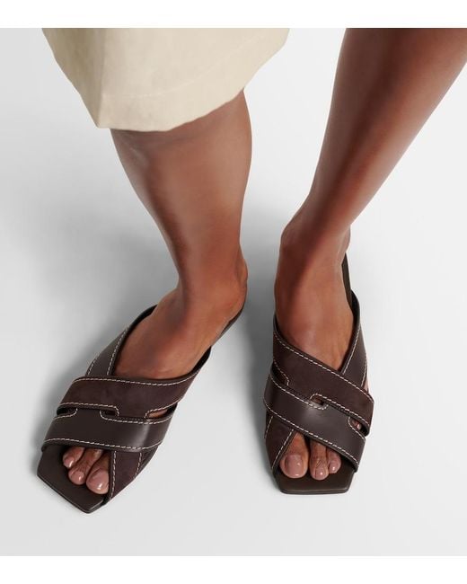 Tod's Brown Leather Slides