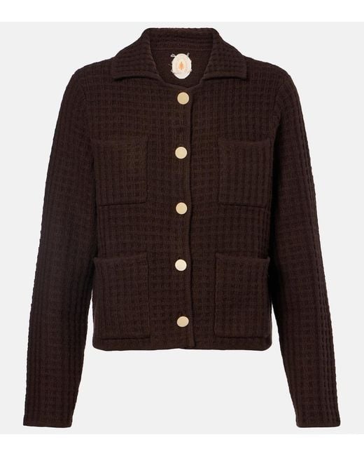 Jardin Des Orangers Black Waffle-Knit Wool And Cashmere Cardigan
