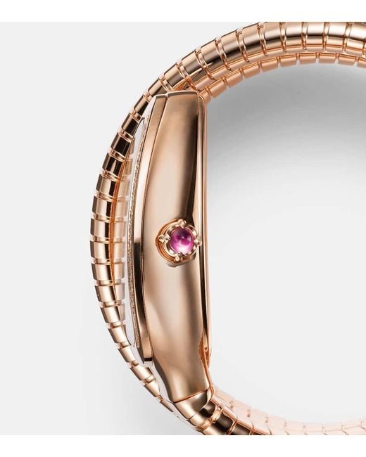 BVLGARI Metallic Uhr Serpenti Tubogas Aus 18Kt Rosegold Mit Diamanten Und Rubellit