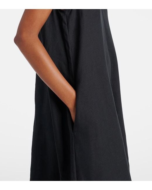 Asceno Blue Nisha Linen Midi Dress
