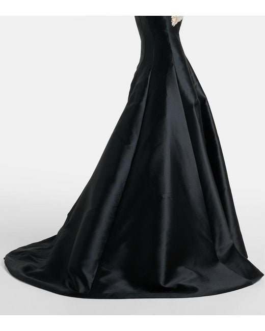 Costarellos Black Venezia Embellished Gown