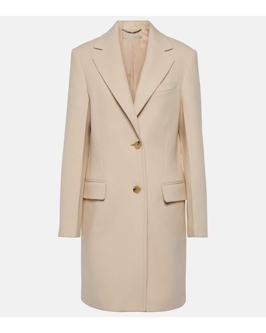 Abrigo de lana de botonadura simple Stella McCartney de color Natural