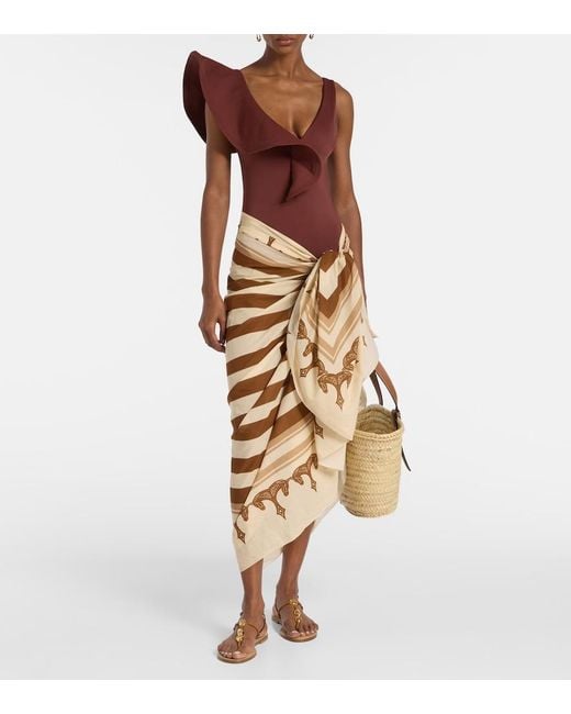 Johanna Ortiz Metallic Cotton Printed Beach Cover-Up