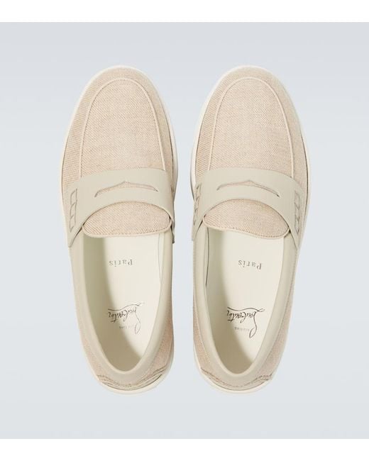 Christian Louboutin Loafers Paqueboat Aus Canvas Und Leder in White für Herren
