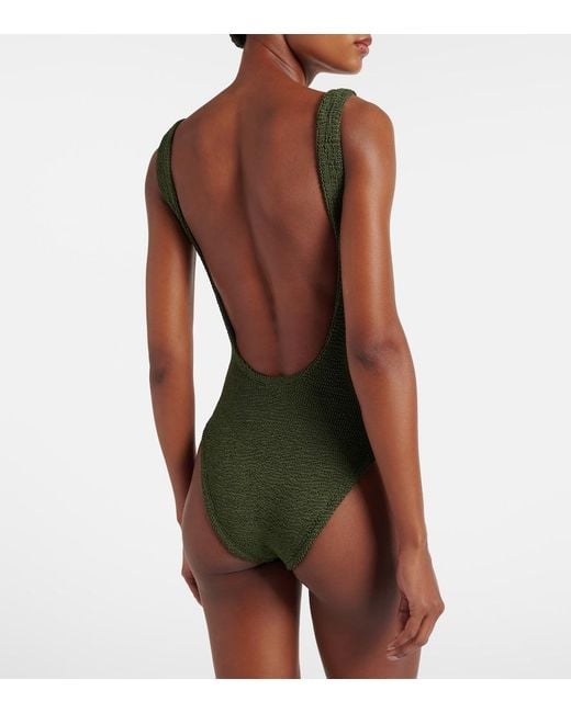Hunza G Green Square Neck Swimsuit
