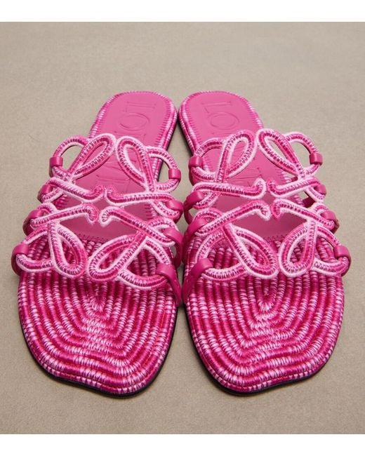 Loewe Pink Paula's Ibiza Petal Anagram Canvas Slides
