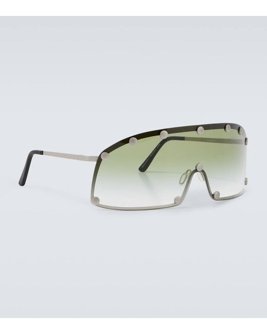 Occhiali Da Sole Shield Con Borchie di Rick Owens in Green da Uomo