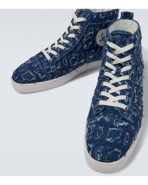 Christian Louboutin Blue Louis Denim High-Top Sneakers for men