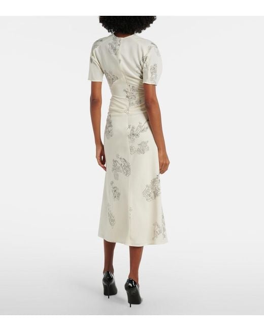 Victoria Beckham White Floral Midi Dress