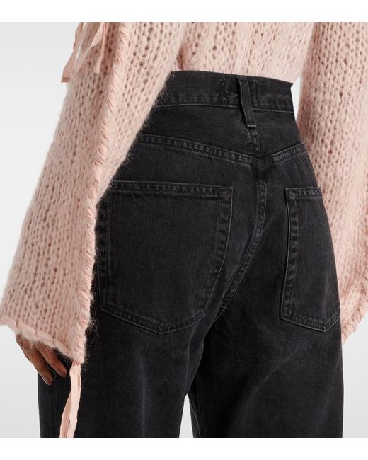 Agolde Blue Kelly High-Rise Distressed Straight Jeans