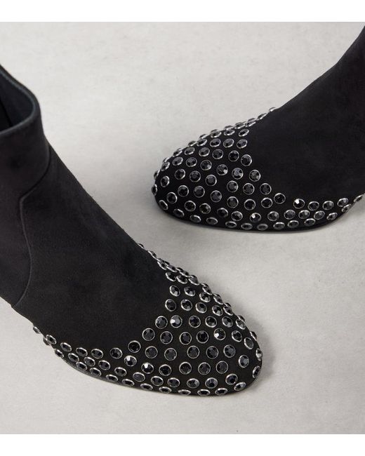 Alaïa Black Embellished Suede Ankle Boots