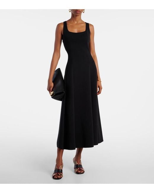 Max Mara Black Cotton-Blend Midi Dress