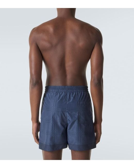 Gucci Blue Interlocking G Poplin Swim Trunks for men