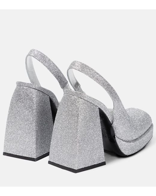 NODALETO White Bulla Jill Glitter Platform Pumps